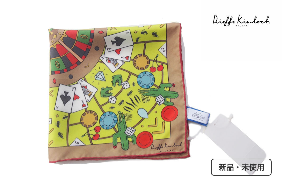 送料無料★新品|未使用|キンロック|Dieffe Kinloch|カジノモチーフプリントシルクスクエアスカーフ拍卖