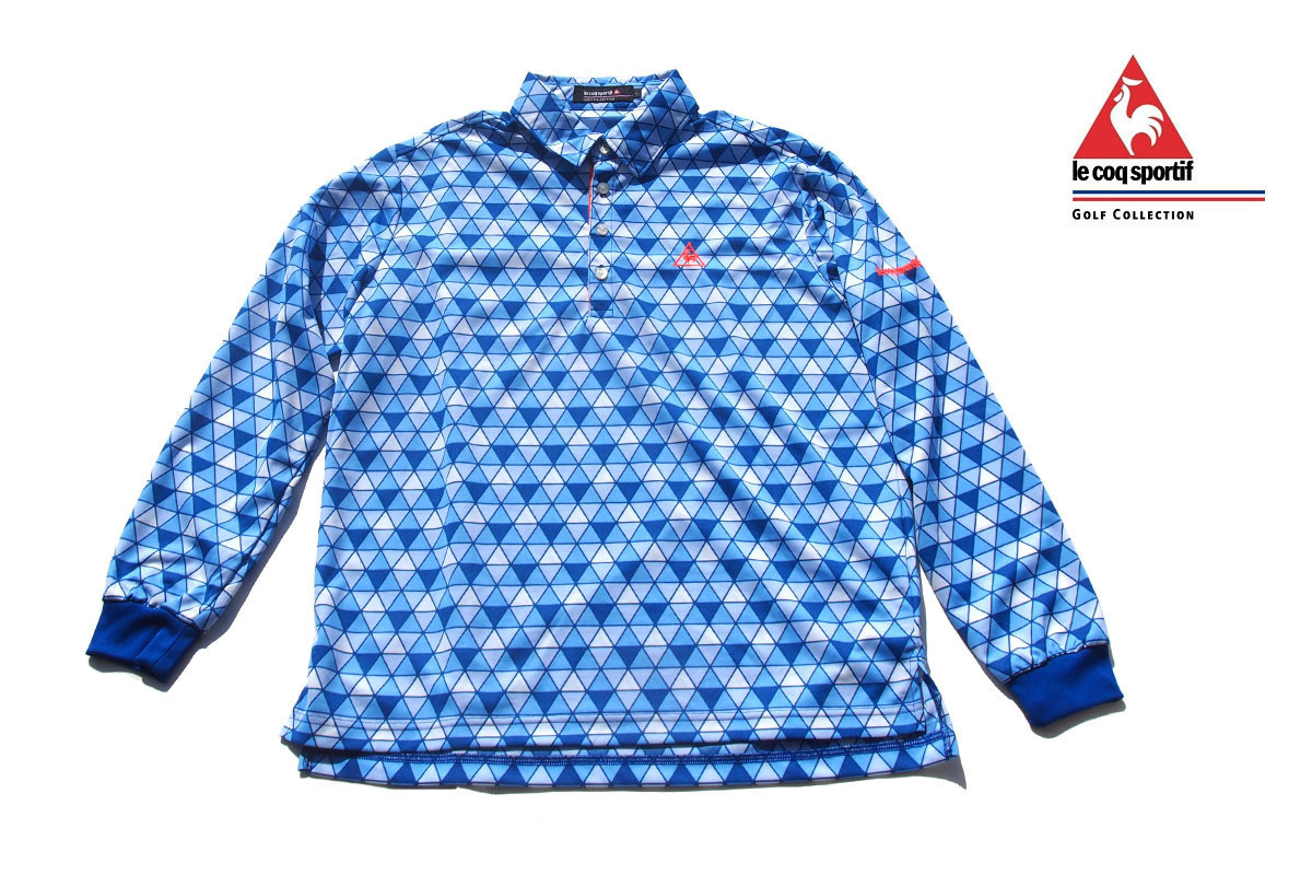 送料無料★【中古】ルコックスポルティフゴルフ|LE COQ SPORTIF GOLF|総柄長袖ポロシャツ|QG1472|メンズゴルフウェア|L拍卖