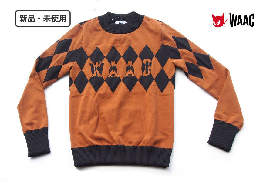 送料無料★新品|未使用|ワック|WAAC|ダイヤ柄ニットセーター|02|ブラウン拍卖