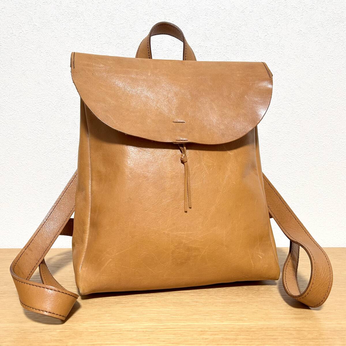 美品 Stitch スティッチ オールレザー リュック キャメル拍卖