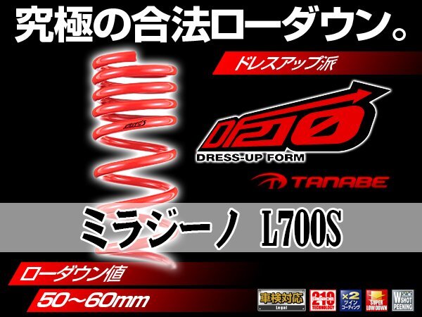 タナベ ダウンサス ミラジーノ/ミラ 2WD L700S/L700V/L701S 【H10/10~H16/11】 DF210 ダイハツ DAIHATSU SUSTEC L700SDK拍卖