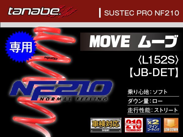 タナベ ダウンサス ムーブ(L152S) JB-DET用 【02/10~06/10】 NF210 ダイハツ DAIHATSU SUSTEC L152SNK拍卖