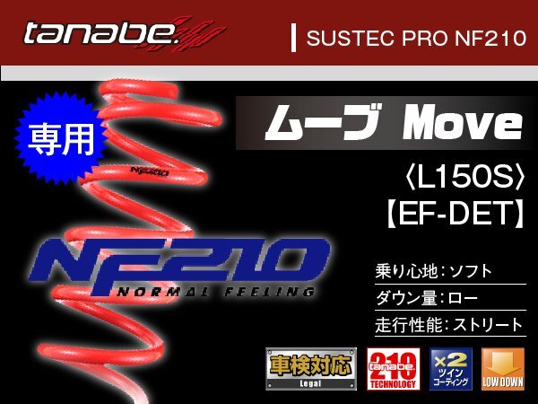 タナベ ダウンサス ムーブ(L150S) EF-DET用 【02/10~06/10】 NF210 ダイハツ DAIHATSU SUSTEC L150SNK拍卖