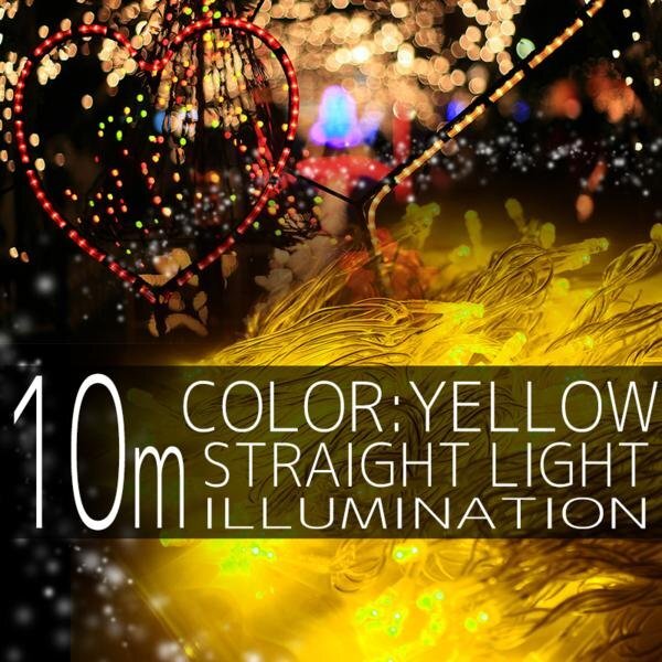 100球 防水 LED イルミネーション ストレートライト 延長用 黄 イエロー拍卖