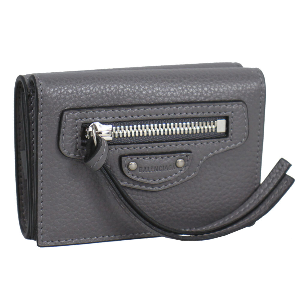 バレンシアガ 財布 レディース BALENCIAGA 三つ折り財布 ミニ財布 ネオクラシック レザー グレー 640107 15Y0Y 1219拍卖