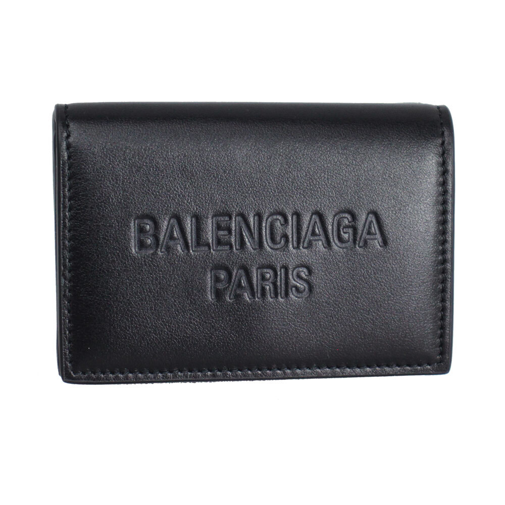 バレンシアガ 財布 レディース BALENCIAGA 三つ折り財布 ミニ財布 ロゴ レザー ブラック 786164 2AA0S 1000拍卖