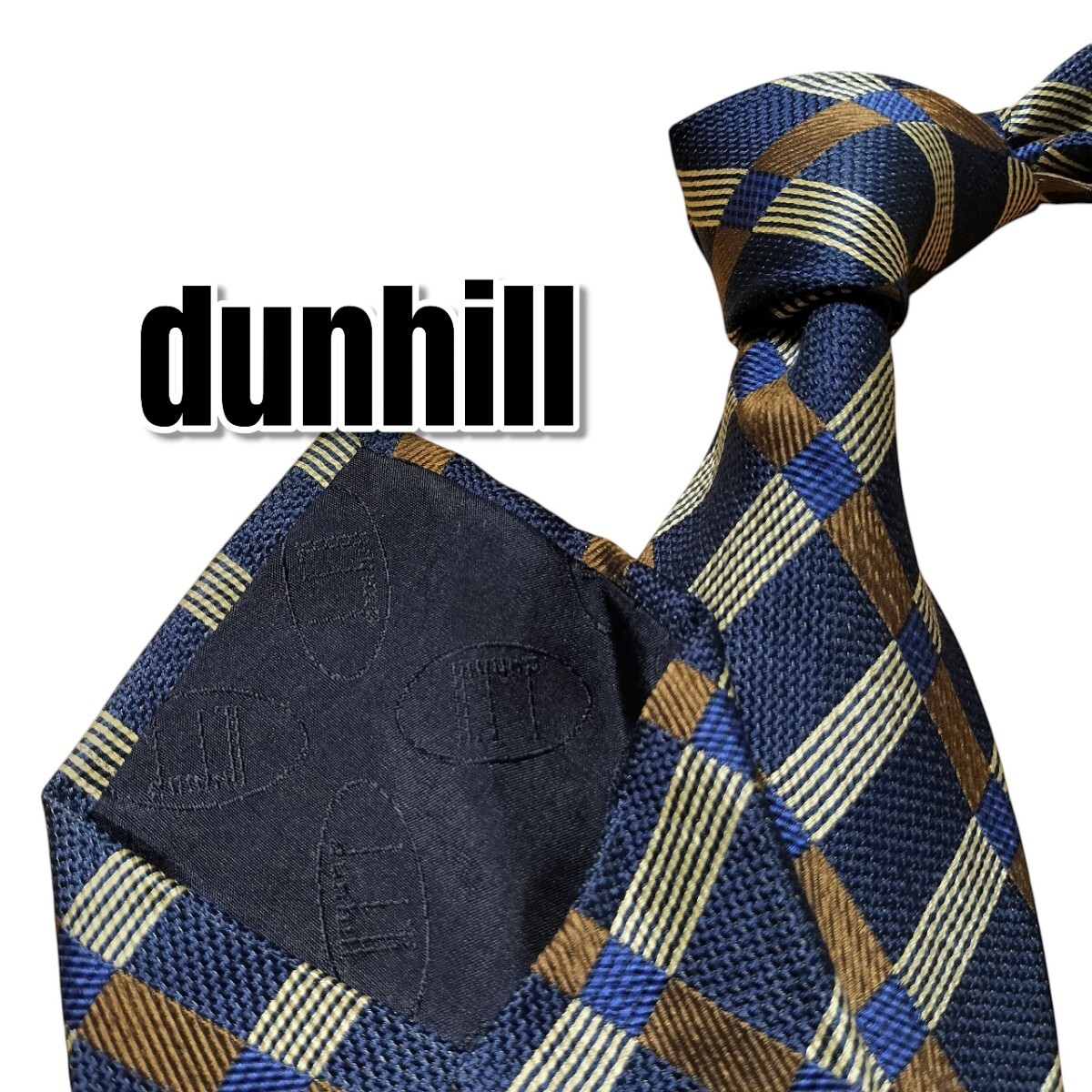 dunhill ダンヒル ネイビー系 チェック柄 イングランド製拍卖