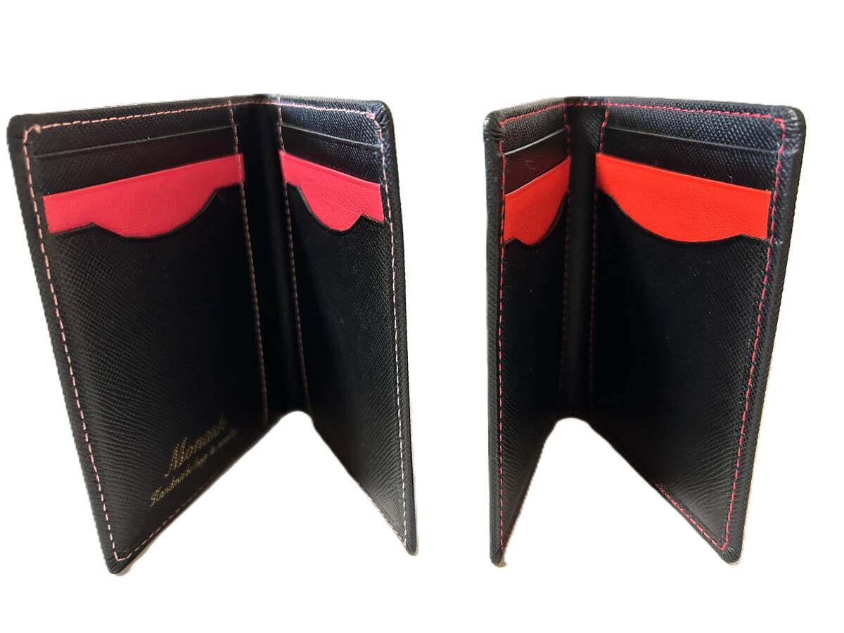 【未使用】Monash 本革 二つ折り財布・名刺入れ セット 黒 モナッシュ カード入れ ハンドメイド拍卖