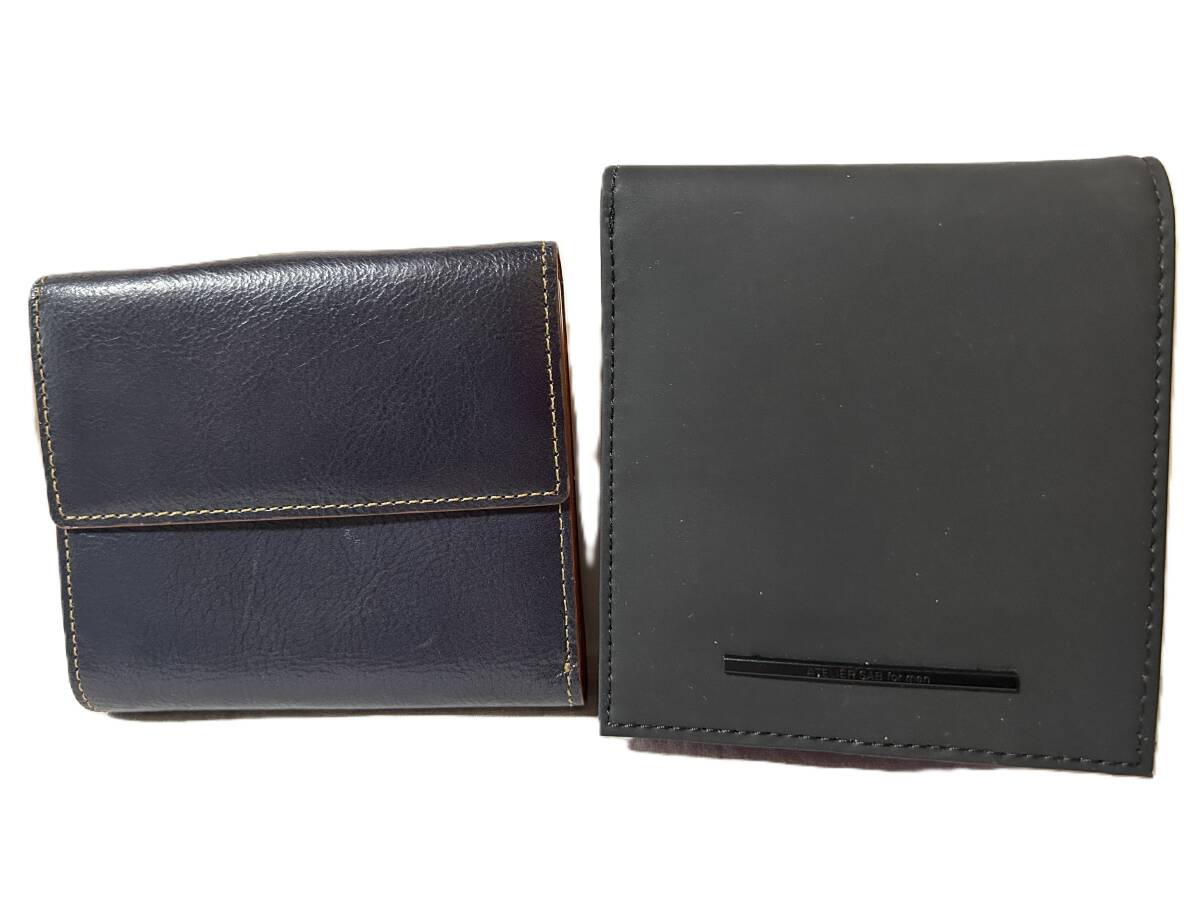 ⑤【未使用】 本革 二つ折り財布 2点まとめ レザー拍卖