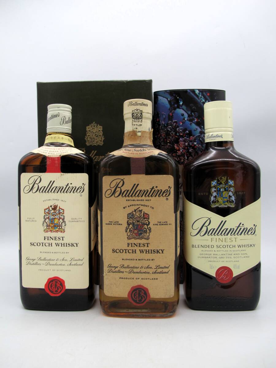 Ballantine's バランタイン ファイネスト 赤青紋章あり スコッチウイスキー 760/700ml 43/40%【未開栓・古酒】3本セット拍卖