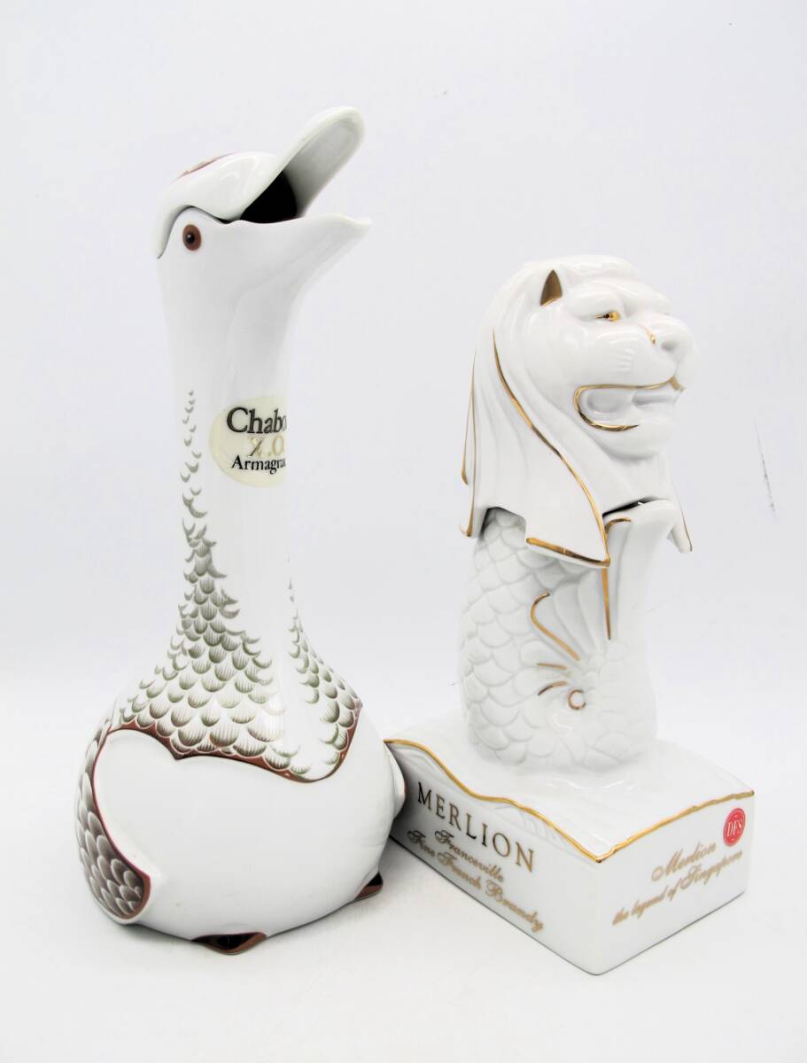 Chabot シャボー XO/マーライオン 陶器ボトル ブランデー 700ml 40%【未開栓・古酒】2本セット拍卖