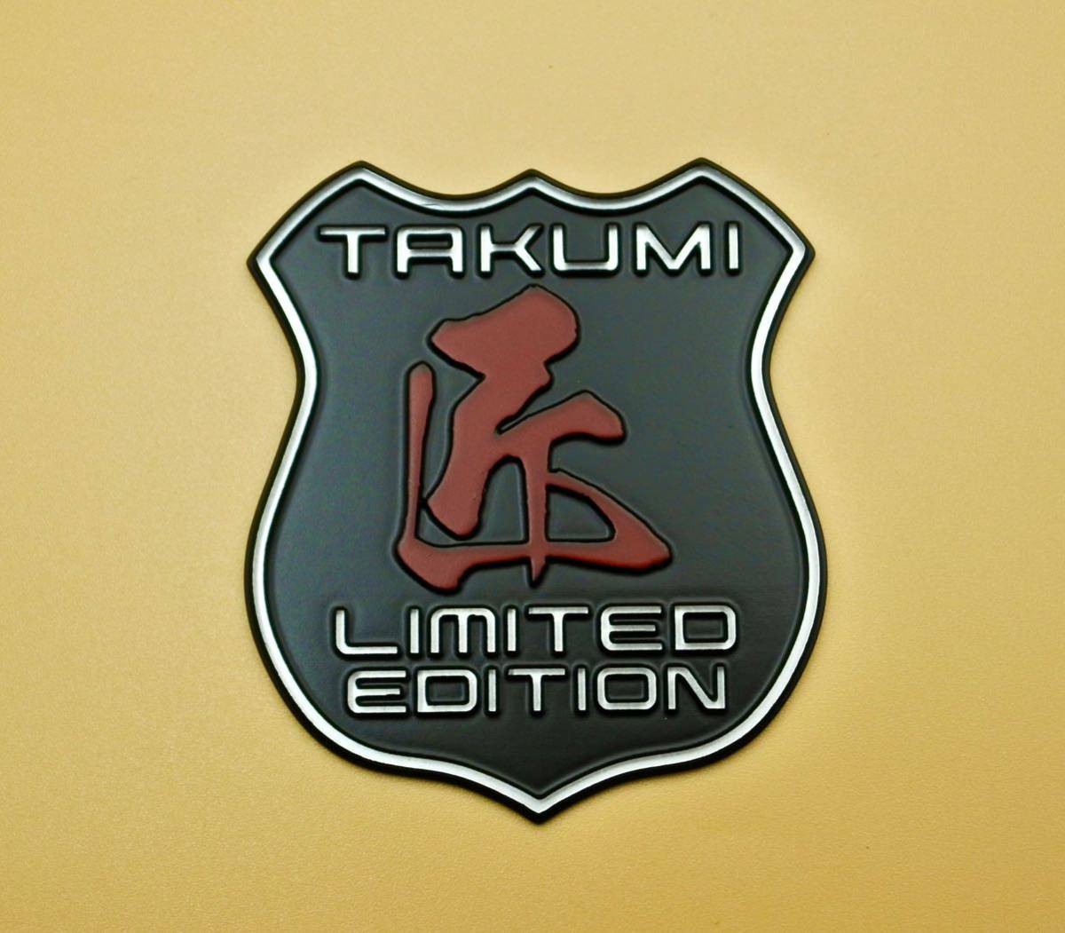 匠 TAKUMI LIMITED EDITION オリジナル 手作りエンブレム(艶消しブラック+レッド+シルバー)拍卖