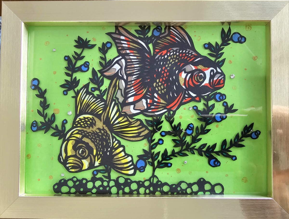開運 切り絵 金魚 仕事運 財運 良縁 浄化 一点物 風水 インテリア アート ハンドメイド拍卖