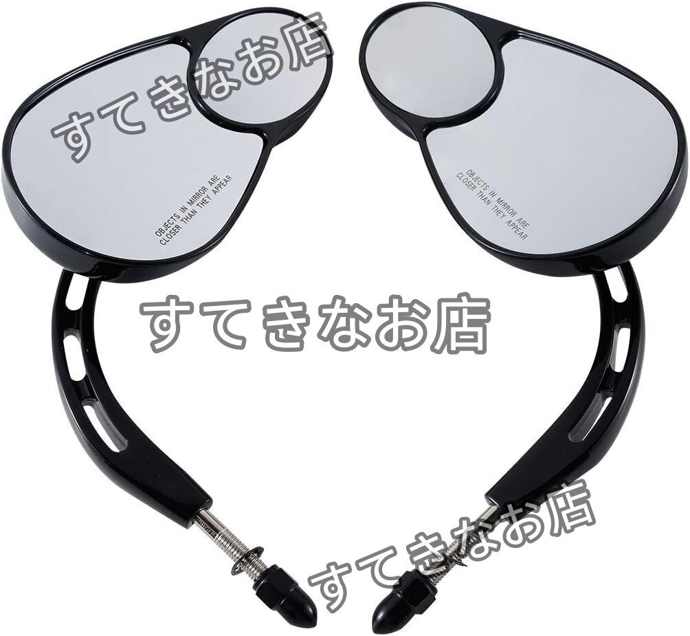 8mm ダブルレンズ ティアドロップデザイン ミラー ハーレー ツーリング ソフテイル ダイナ スポーツスター XL 883 1200 対応 (クローム)拍卖