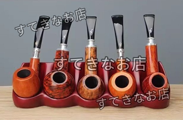 ユニーク 5 パイプ固体レッドウッドのタバコ/喫煙パイプスタンド/ラック/ホルダーギフト拍卖