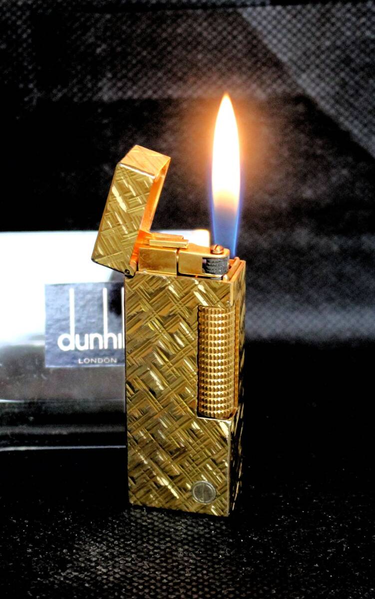 極美品  dunhill高級ガスライタ-  ゴ-ルド/クロスカット dマ-ク  拍卖