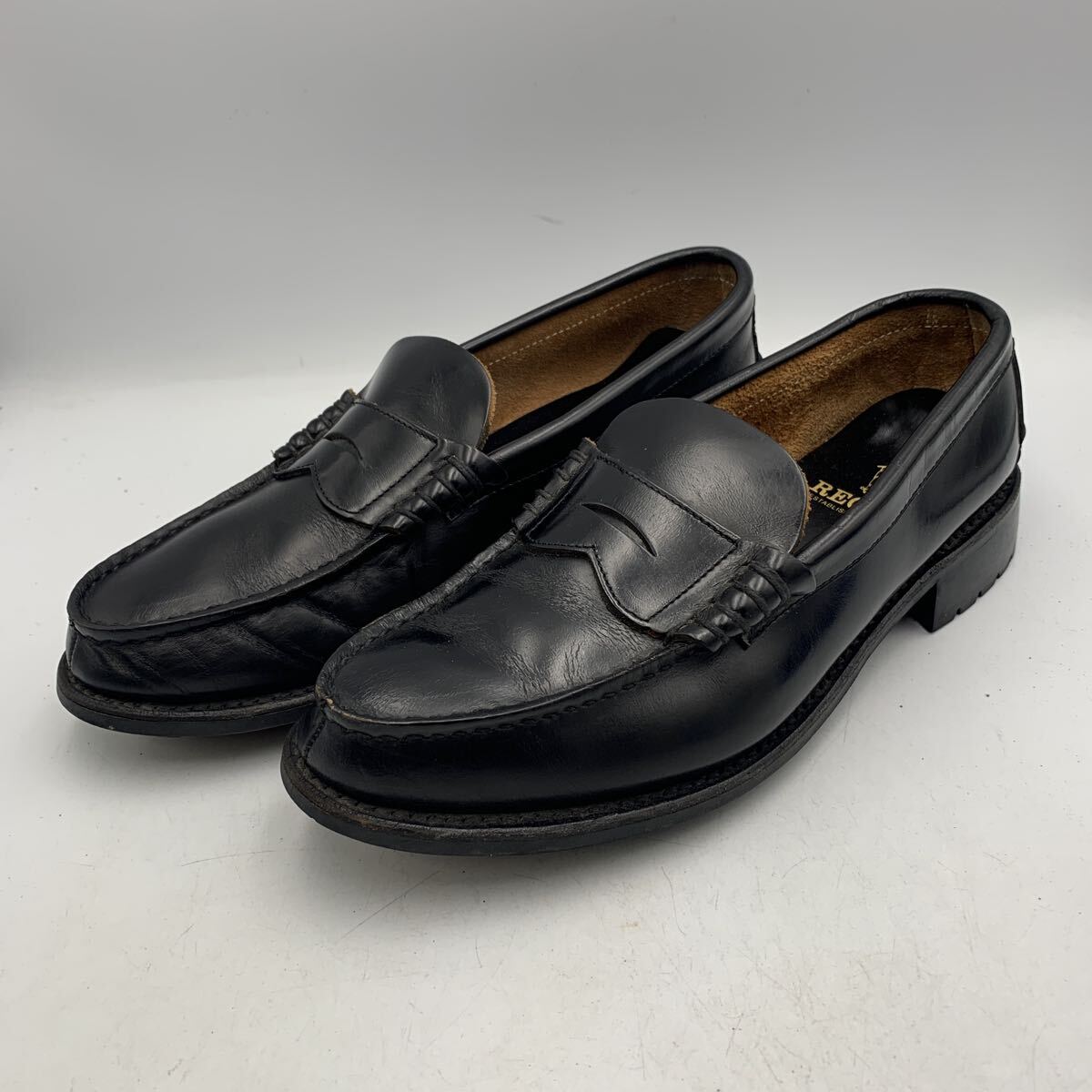 W233 REGAL リーガル メンズ コインローファー ビジネスシューズ サイズ不明 約 26cm ブラック レザー拍卖