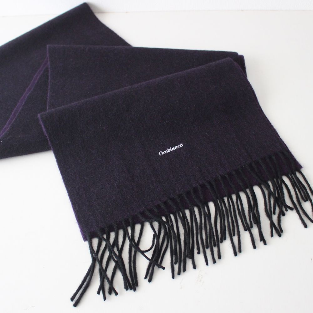 新品 オロビアンコ Orobianco リバーシブル カシミヤ100%マフラー パープル拍卖