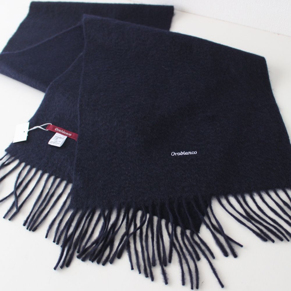 新品 オロビアンコ Orobianco リバーシブル カシミヤ100%マフラー ネイビー 紺拍卖