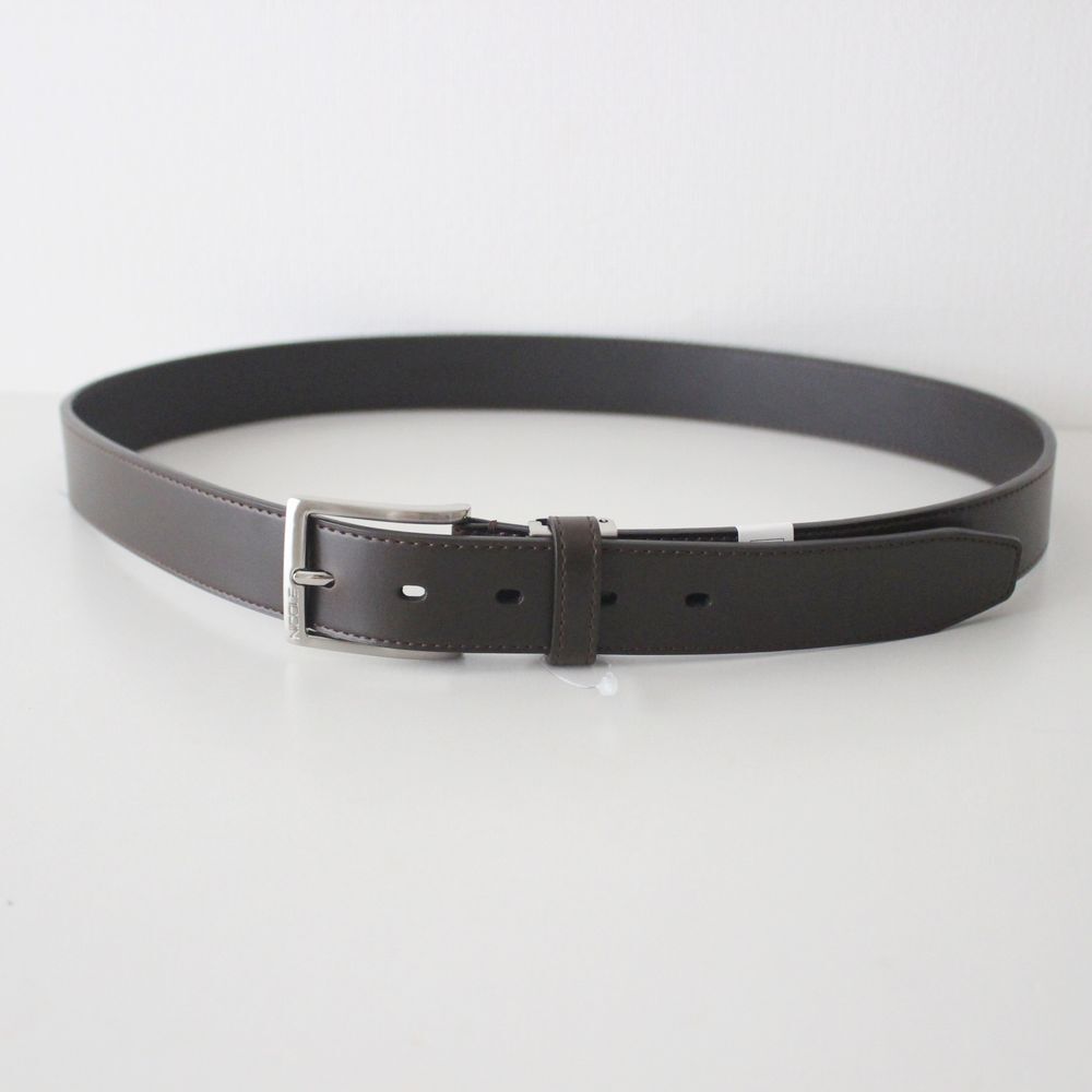 新品ニコル NICOLE 牛革 レザーベルト メンズ ダークブラウン拍卖