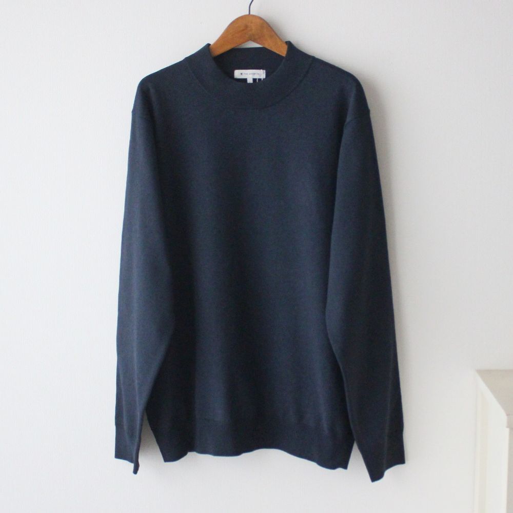 【Lサイズ】新品タケオキクチ THE SHOP TK ライトポリ モックネック ニット メンズ ネイビー 紺拍卖