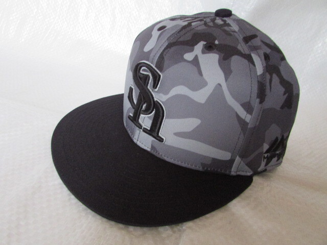 USED ホークス キャップ Majestic 福岡 ソフトバンク カモフラージュ 一般 帽子 ロゴ 立体刺繍 マジェスティック サイズ表記無 55~59cm位拍卖