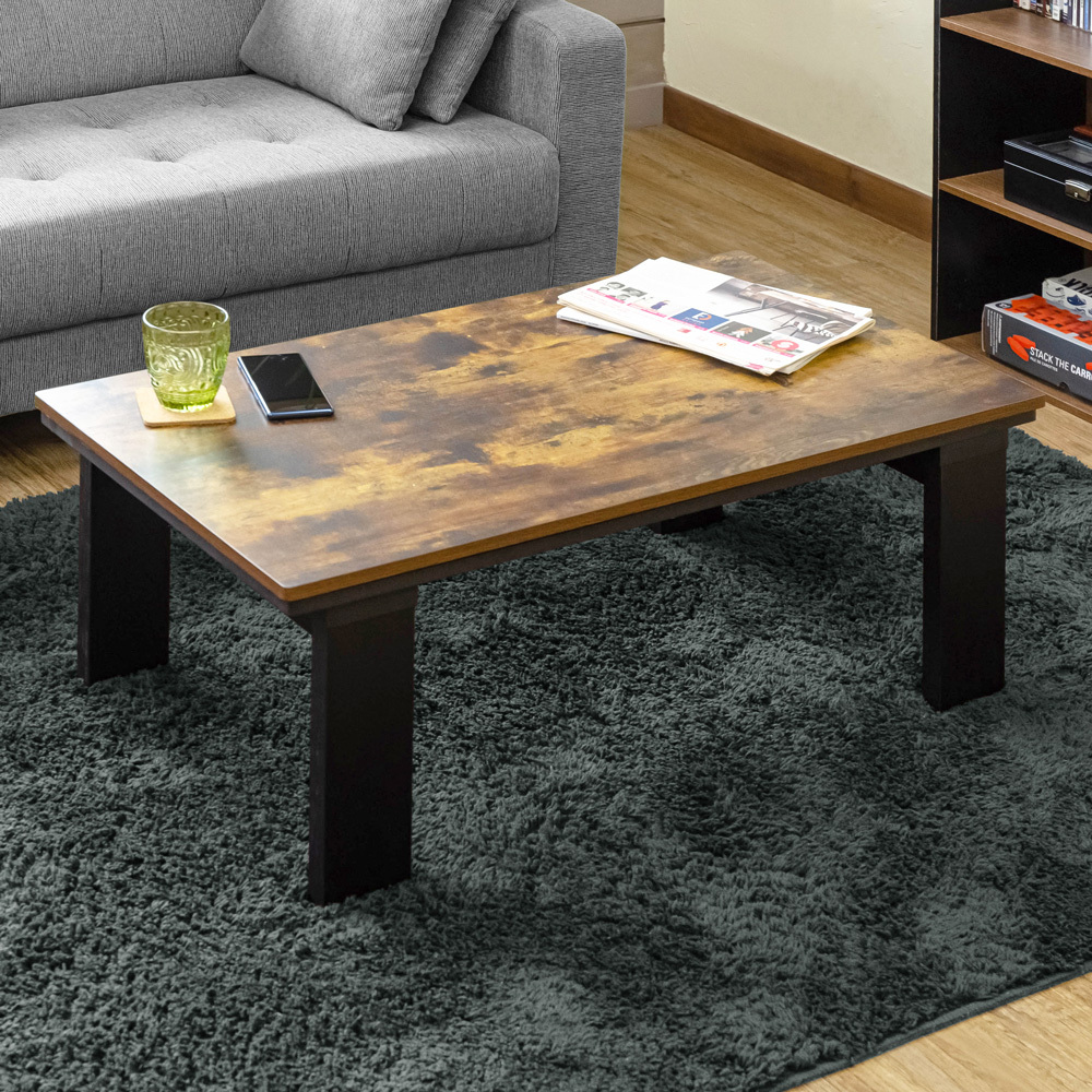 こたつテーブル 90cm×50cm モダン センターテーブルコタツ 木目調 300W 木製 長方形 インダストリアル DCI-90(VBR)拍卖