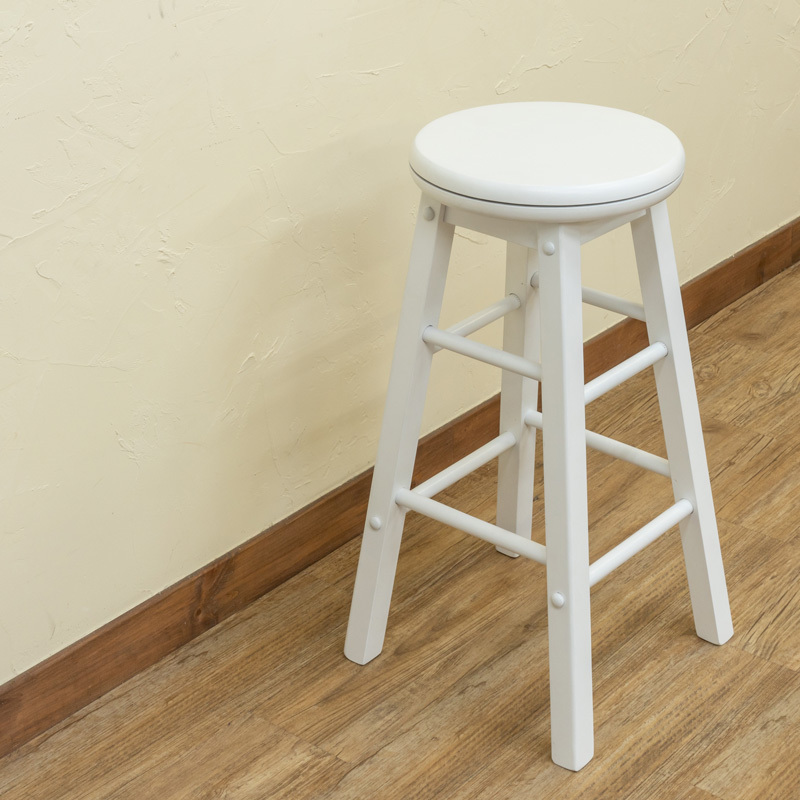 カウンターチェア 座面回転式 バースツール 天然木製 ハイタイプ 丸椅子 ホワイト PHT-01(WH)拍卖