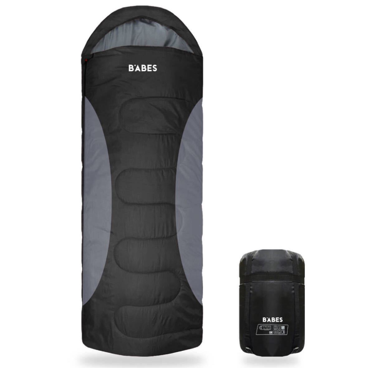 未使用新品 寝袋 シュラフ 冬用 封筒型 車中泊 キャンプ -7℃ オールシーズン 防災用品 コンパクト ブラック拍卖