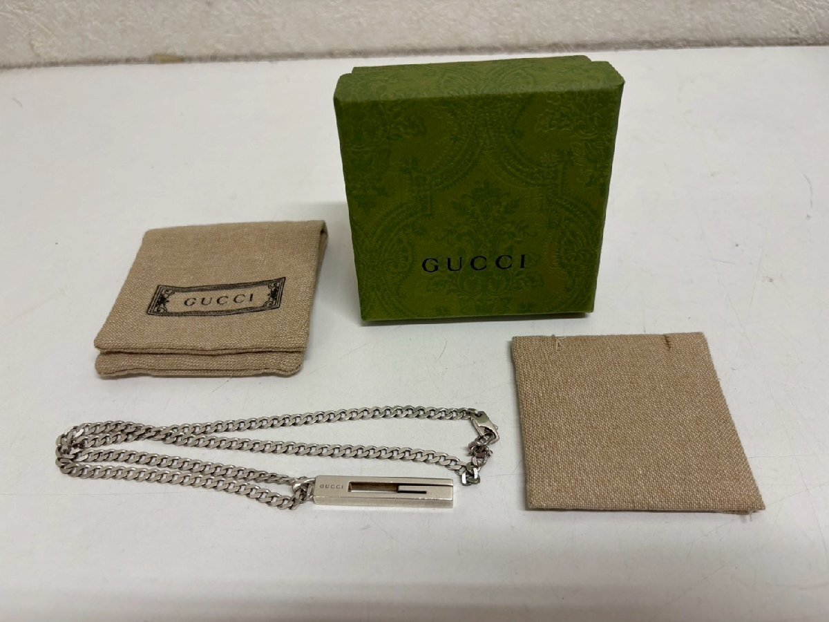 1183 GUCCI グッチ ネックレス カットアウトG シルバー AG925 重量:約28.45g 225055 中古 正規品保証拍卖