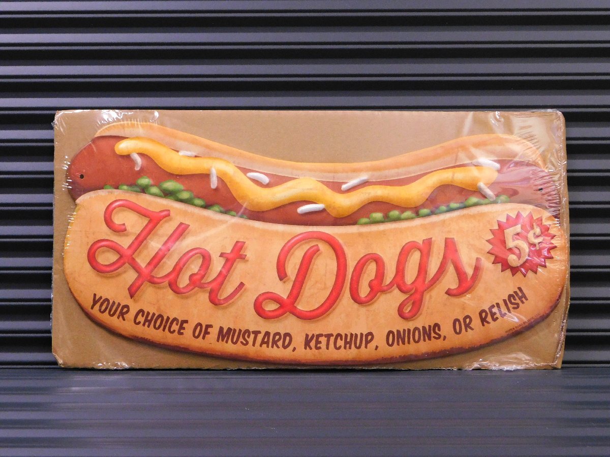 ◆送料\185◆【HOT DOGS・ホットドッグ】※《エンボスメタルサイン/ミニサイズ》 アメリカン雑貨 エンボス看板 ブリキ看板 33拍卖