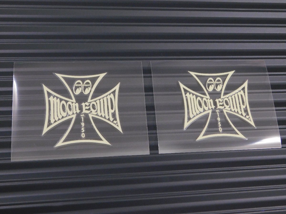 ◆送料\110◆【MOON Equipped・ムーンイクイップド】※《アイアンクロスデカール・アイボリー/2枚セット》 MQD024IV 転写式 抜きタイプ拍卖