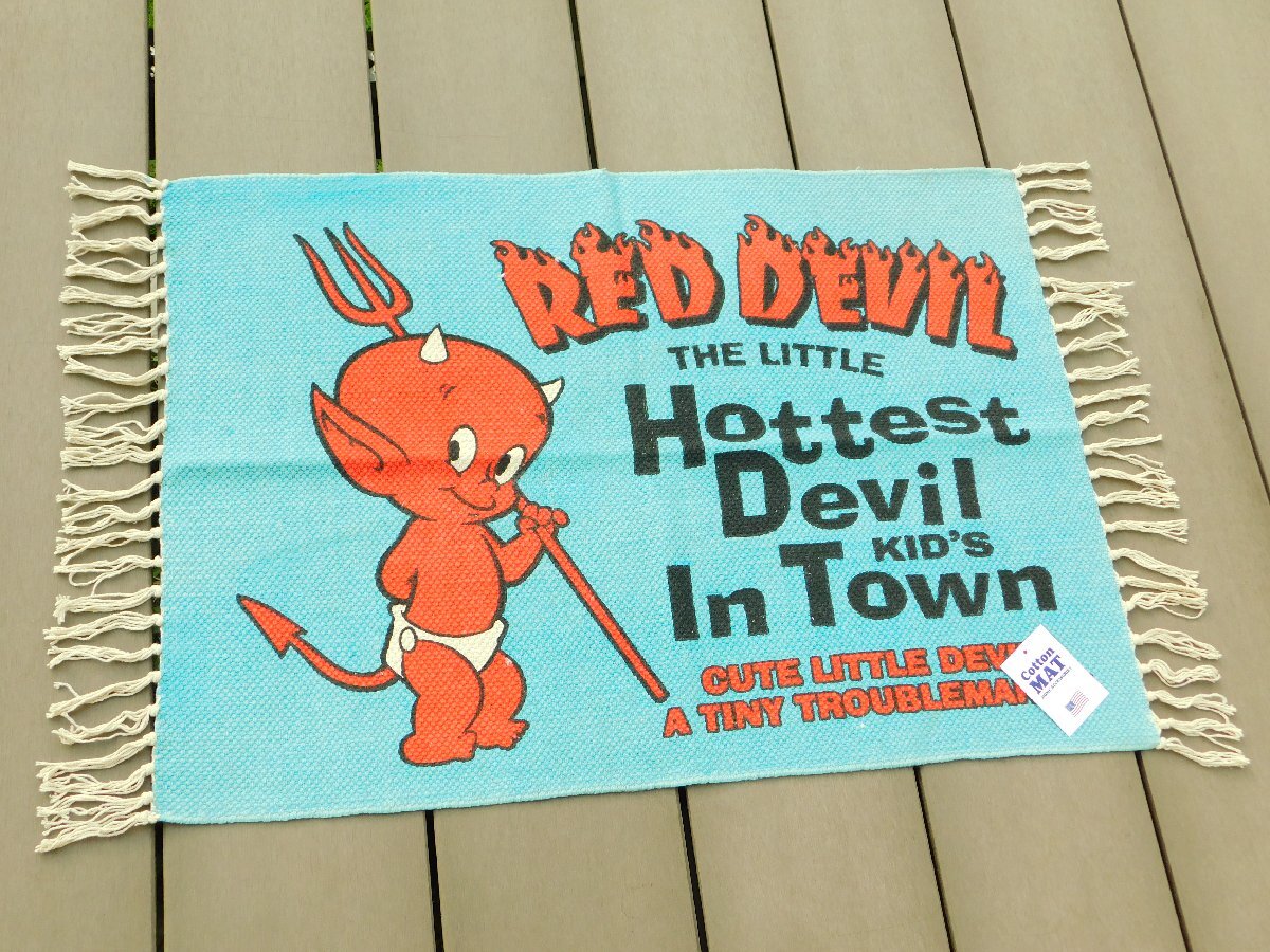 ◆送料無料◆【アメリカンスタイル・コットンマット】※《RED DEVIL・レッドデビル》サイズ500×700mm アドバダイジング アメリカン雑貨拍卖