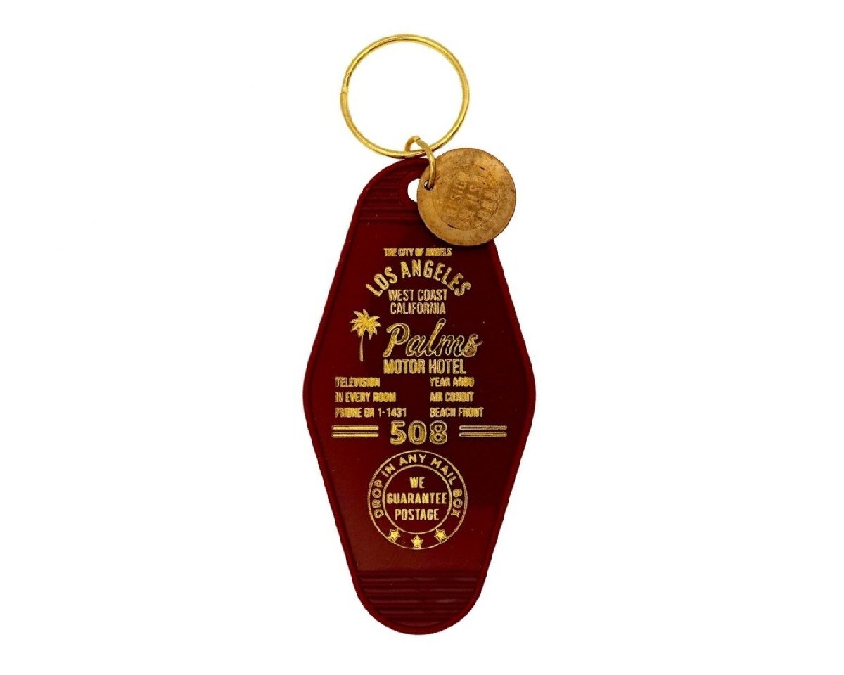 ◆送料\140◆【モーテルキーホルダー】※《PALMS・LOS ANGELES / ワイン×ゴールド》 ロサンゼルス ホテル キータグ キーホルダー拍卖