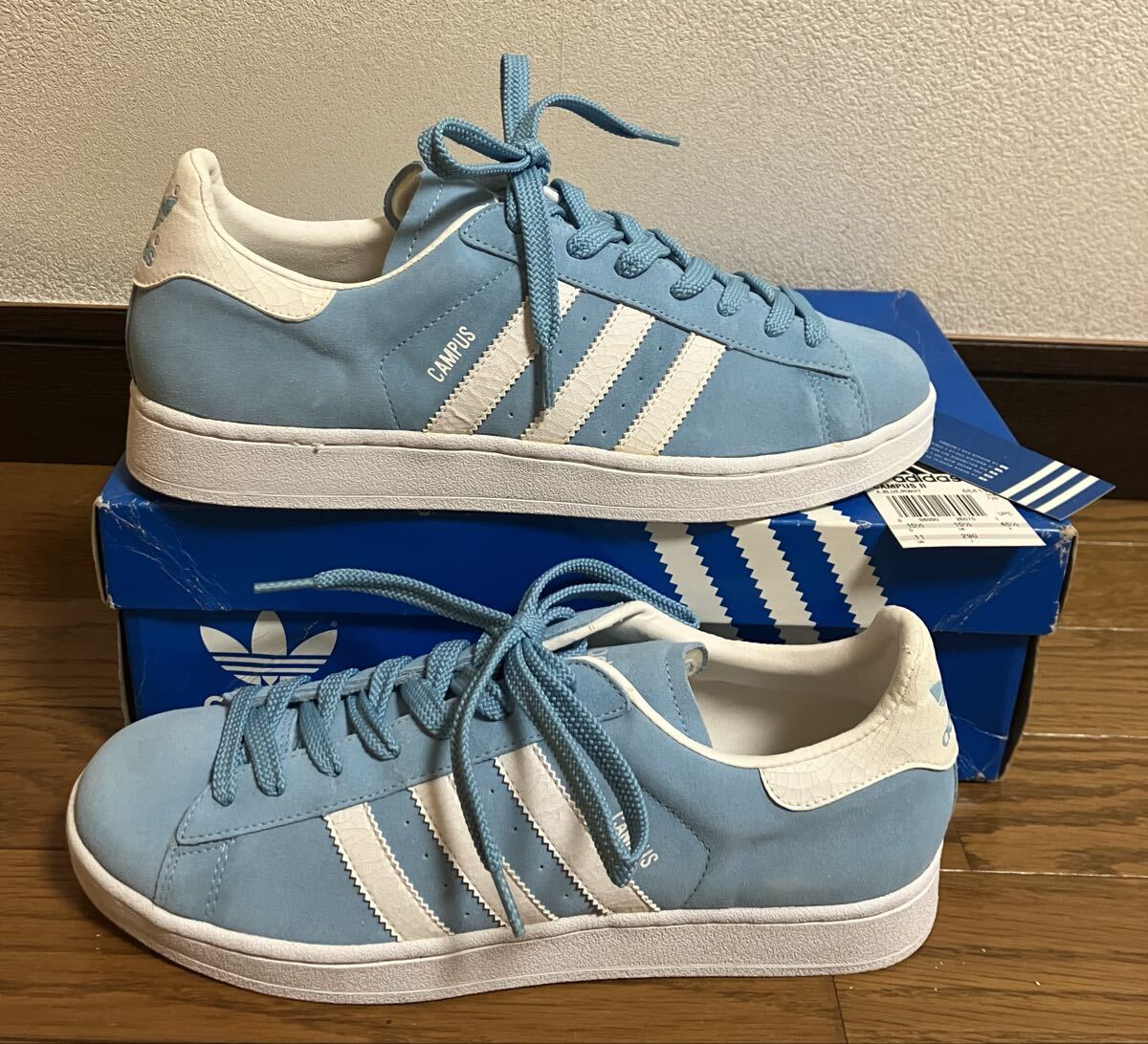 箱付き タグ付き 新古品 adidas アディダス CAMPUS Ⅱキャンパス 2 水色 BLUE USED 29cm US11拍卖