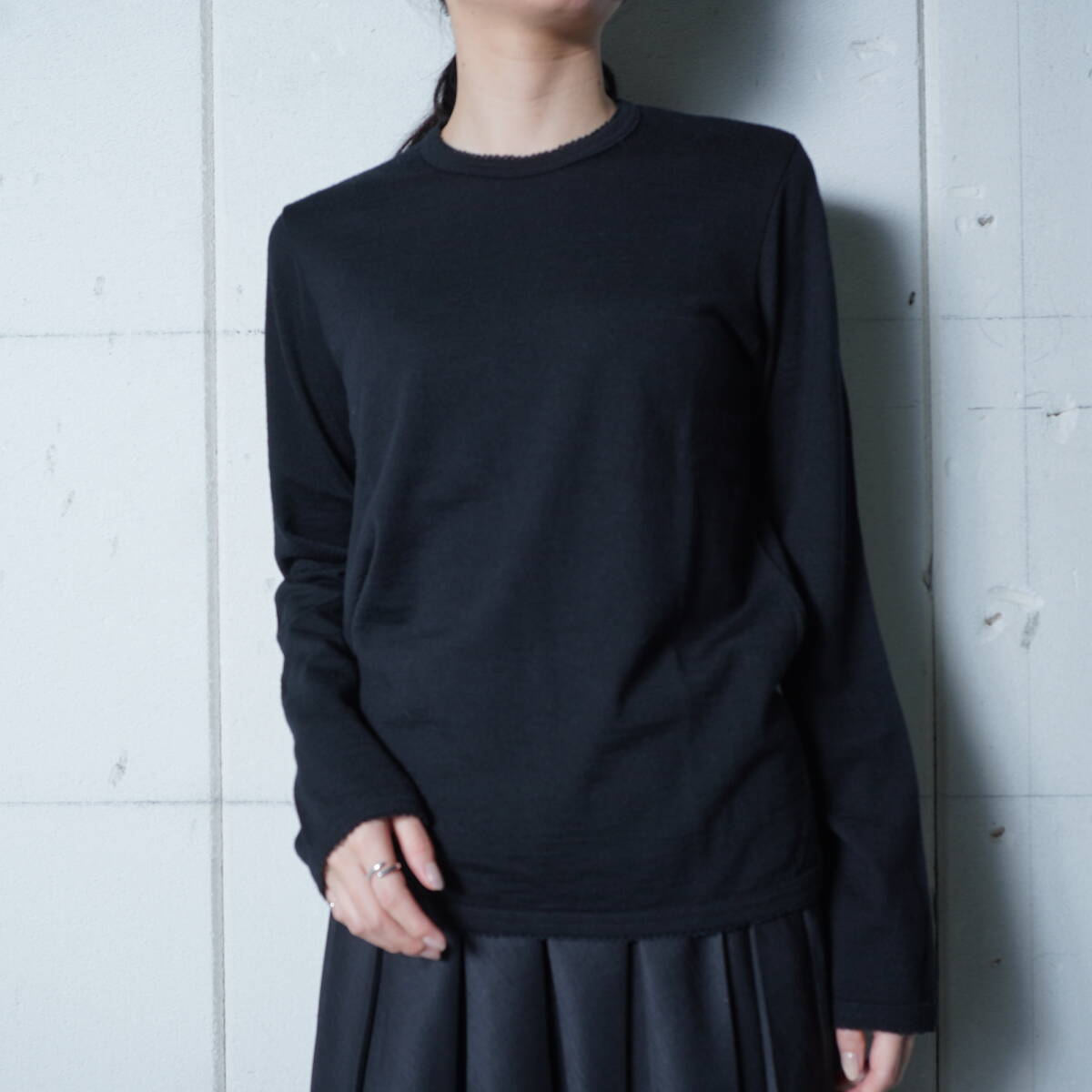 【COMME des GARONS】コムデギャルソン 98年製 極美品 タグ付 WOOL100%レースリブニットカットソー black拍卖