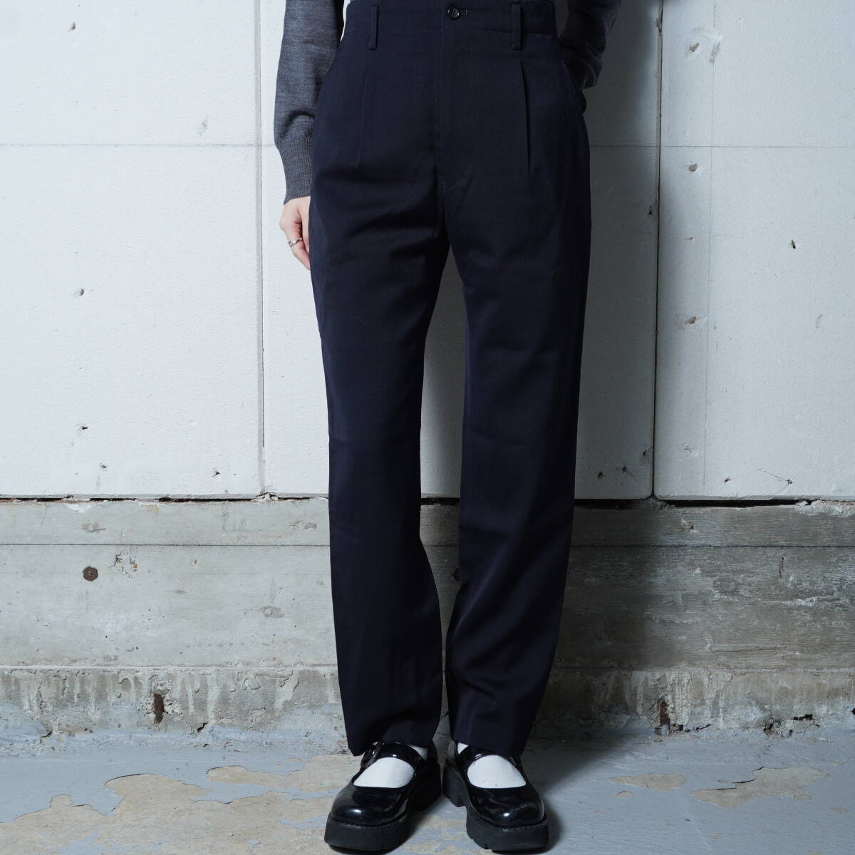 【COMME des GARONS】コムデギャルソン ”95年製”極美品 タグ付 WOOL100% 1タックテーパードスラックス black拍卖