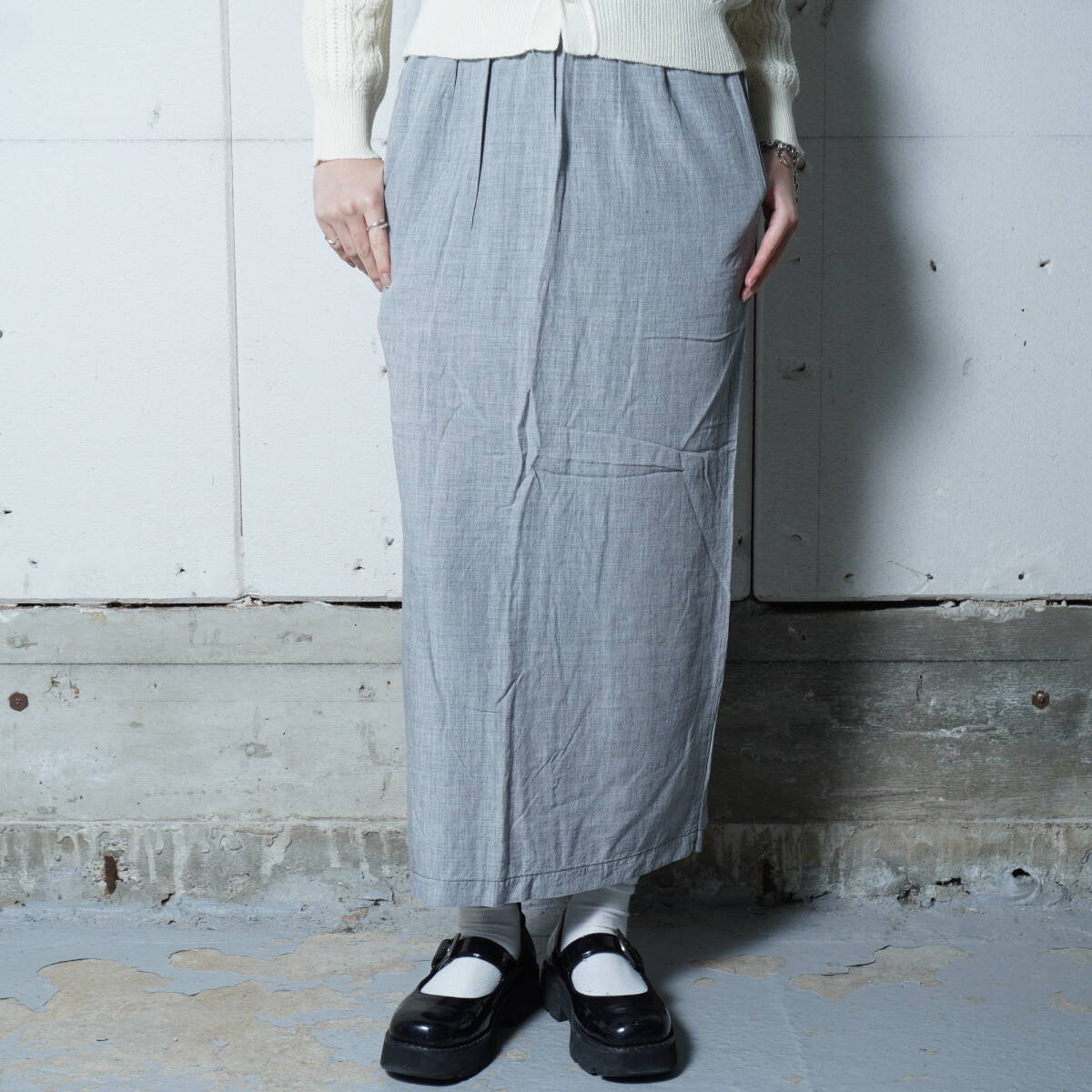 【COMME des GARONS】コムデギャルソン 97年製 極美品 タグ付ウール混レーヨンロングスカート gray拍卖