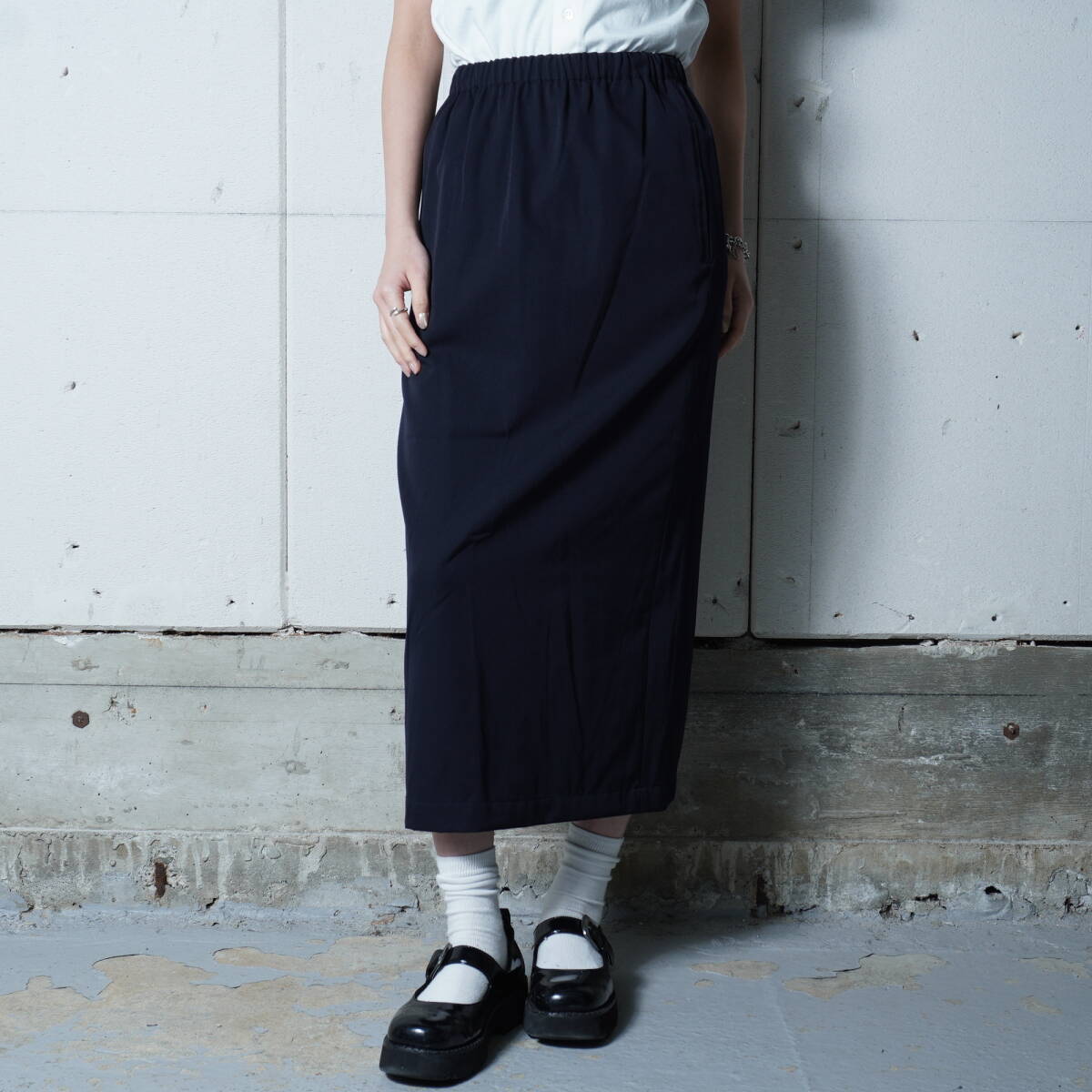 【COMME des GARONS】コムデギャルソン 95年製 極美品 タグ付WOOL100%ロングスカート dark navy拍卖