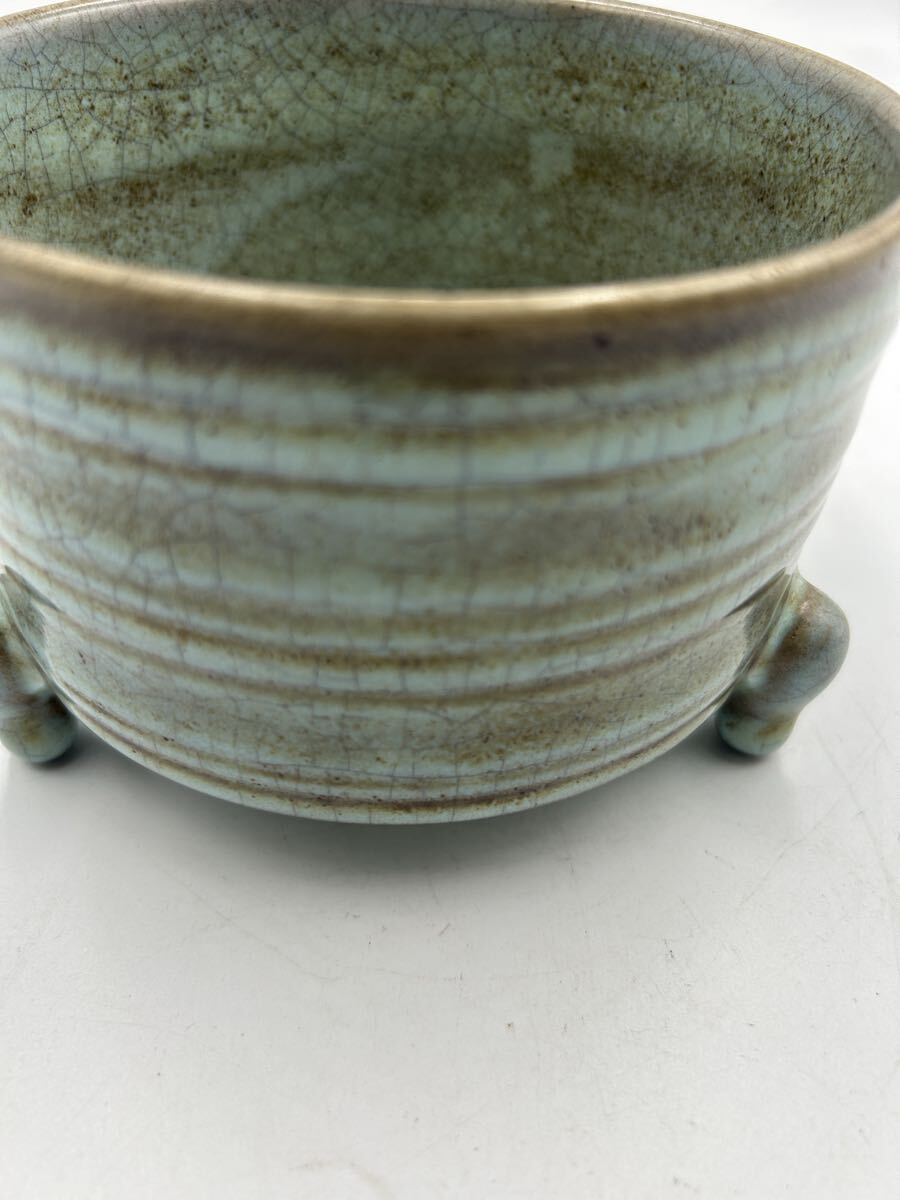 唐物 中国美術 青磁 三足香炉 中国古玩 中国古美術 陶器拍卖