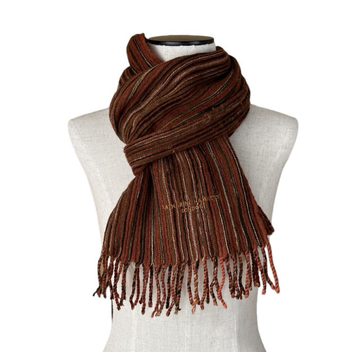 キャサリンハムネット ロンドン マフラー ストール ブラウン拍卖