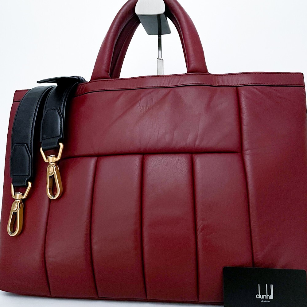 1円■超美品■現行販売品■型崩れ無し■dunhill ダンヒル 最上級ラムレザー 2way トートバッグ ビジネス A4 メンズ レザー ボルドー拍卖
