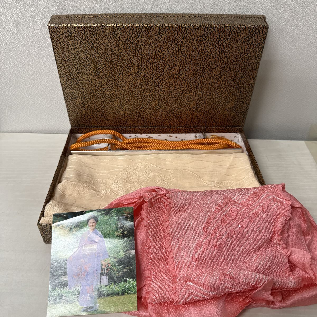 ● 和装小物 帯揚げ ×2 帯締め 帯揚げセット ピンク ベージュ 肌色 オレンジ 和服 長期保管品 ●拍卖