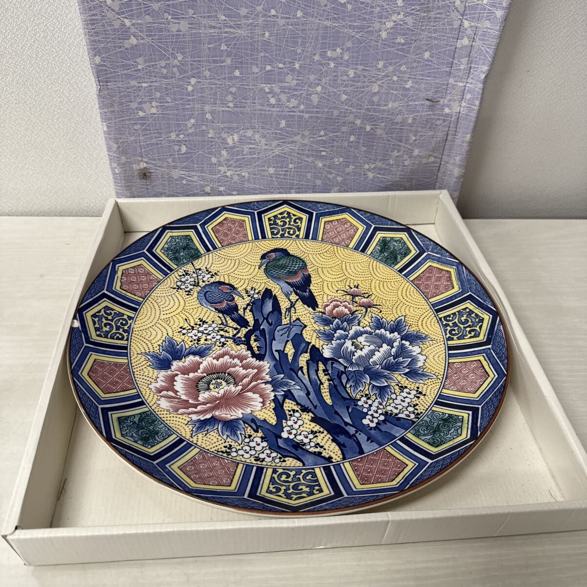 ● 九谷花鳥 丸大皿 富永陶園 大皿 和食器 皿 未使用品 ●拍卖