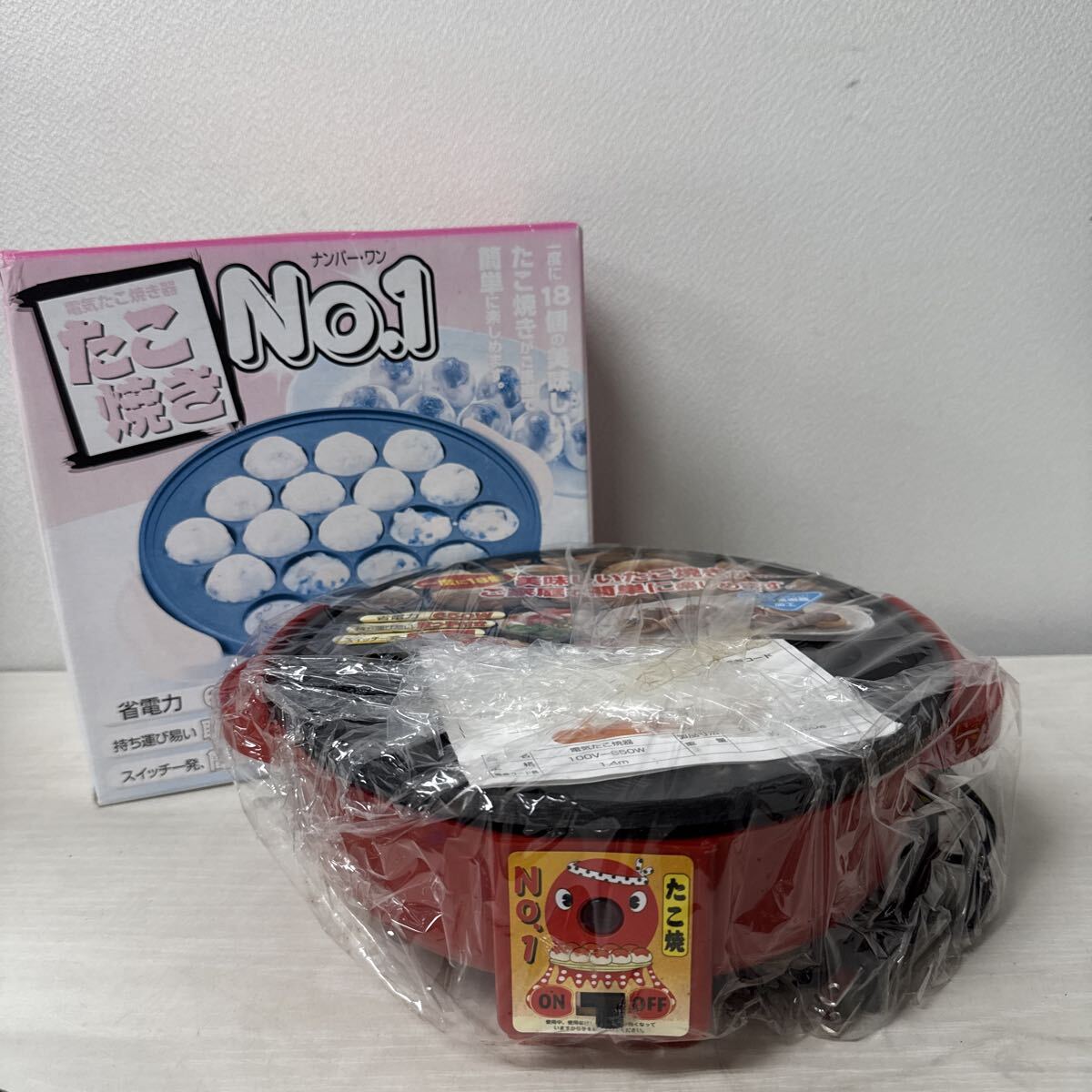 ● 電気たこ焼き器 NO1 ナンバーワン レッド取手付き 650W 丸型 未使用品 ●拍卖
