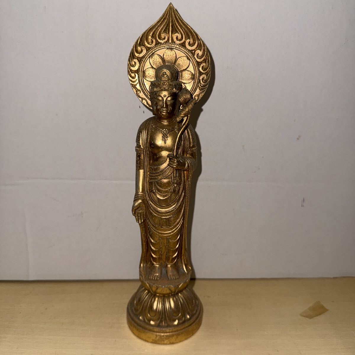 △ 仏教美術 仏像 阿弥陀如来 仏具 置物 阿弥陀如来像 金属製 中古品 △拍卖