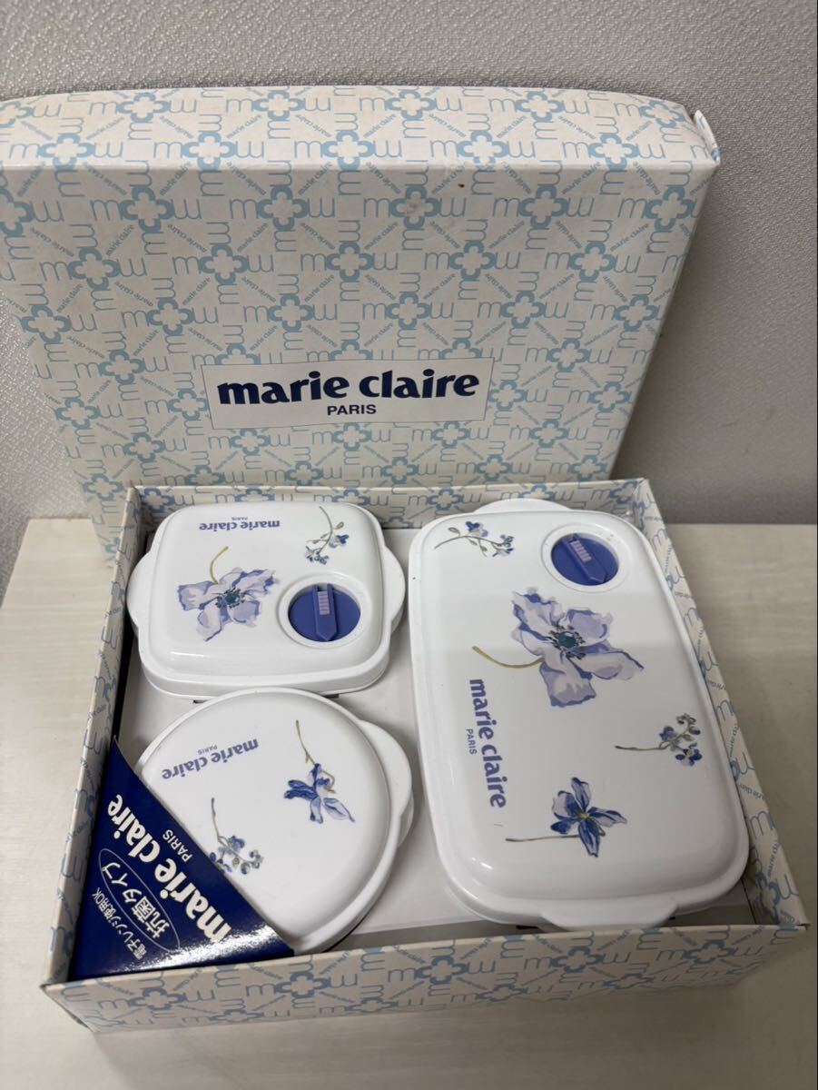★ マリクレール 電子レンジ容器 花柄 保存容器 3 セット 未使用品★拍卖