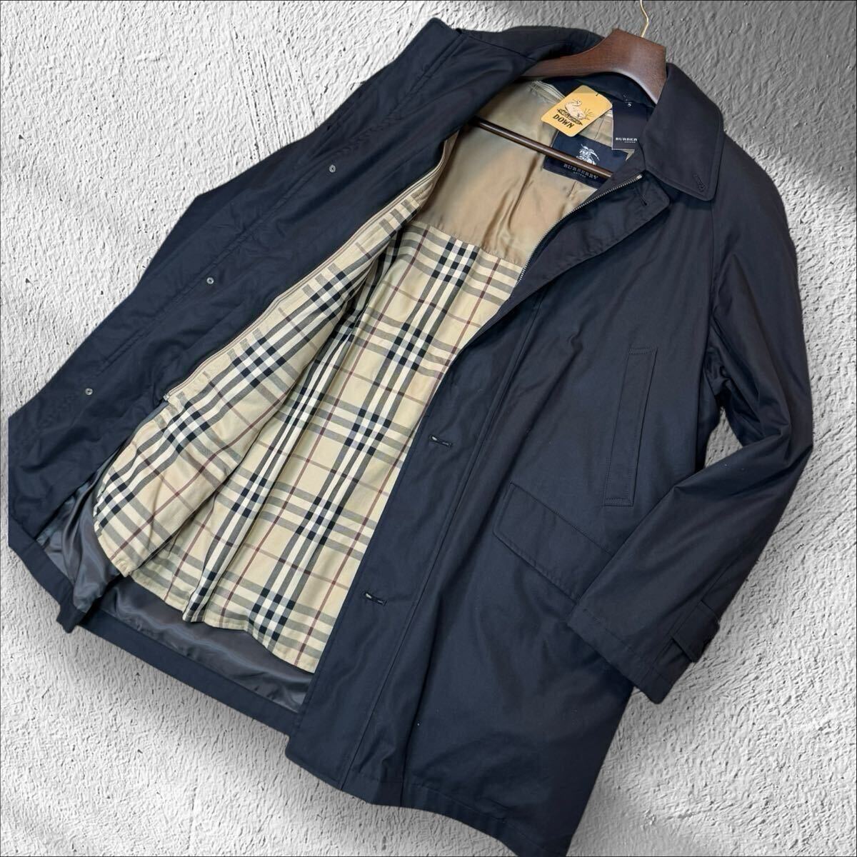 F033 タグ付き!!未使用!!天然フェザーダウン90%●18万超え●BURBERRY LONDON●高級ライナー付きダウンジャケット コート メンズ ネイビー拍卖