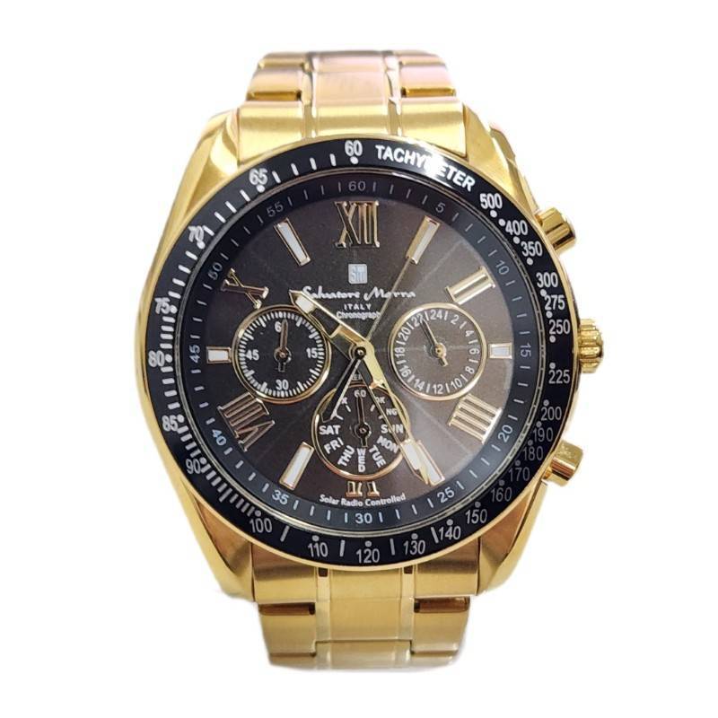 Salvatore Marra サルバトーレマーラ クロノグラフ 3針 SM15116-GDBKGD 腕時計メンズ ソーラー電波クォーツ 動作品 【中古】 22510K260拍卖