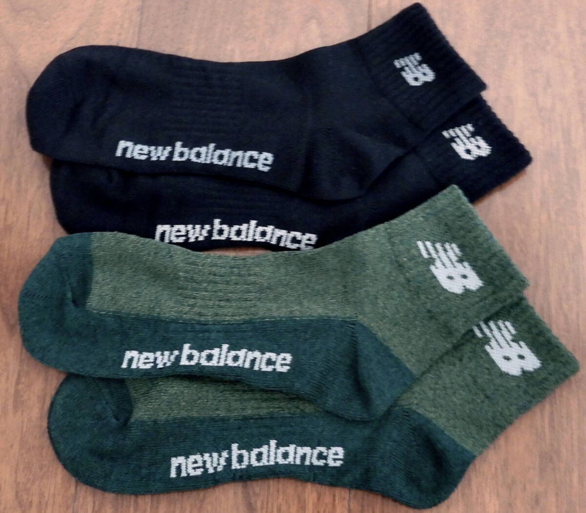 ニューバランス New Balance ショートソックス メンズ 25-27cm 2足セット グリーン/ブラック【新品未使用】拍卖